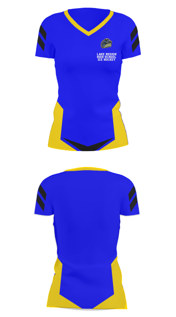 Women's Short Sleeve Vneck Shirt, Lake Region High School Ice Hockey, Ice Hockey, Teamtime, Team time, sublimation, custom sports apparel, team uniforms, spirit wear, spiritwear, sports uniforms, custom shirts, team store, custom team store, fundraiser sports, apparel fundraiser