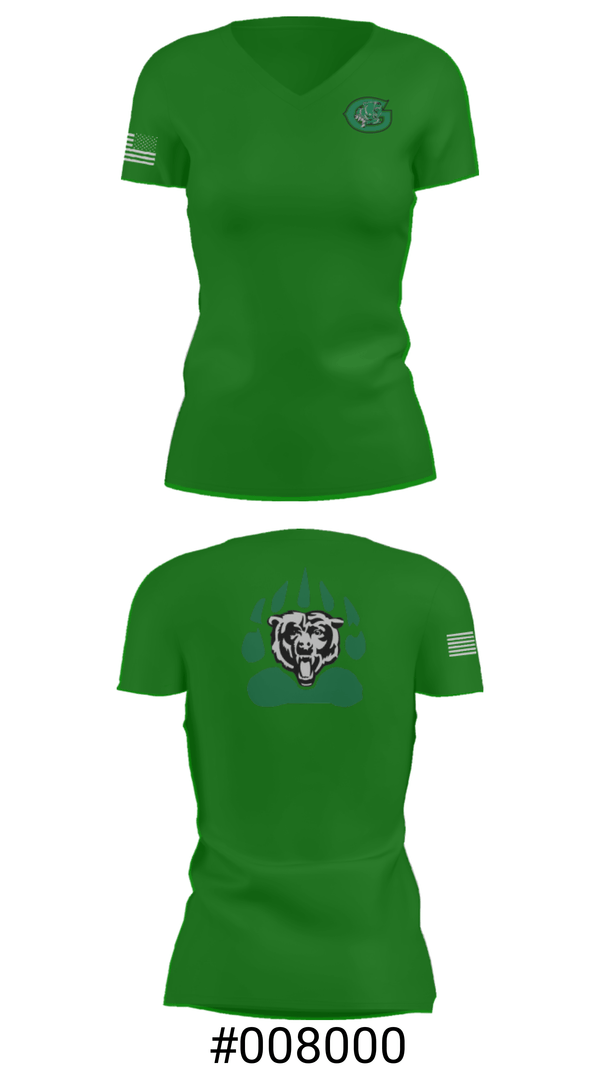 Women's Short Sleeve Vneck Shirt, Gold-Burg High School Basketball, Women's Basketball, Teamtime, Team time, sublimation, custom sports apparel, team uniforms, spirit wear, spiritwear, sports uniforms, custom shirts, team store, custom team store, fundraiser sports, apparel fundraiser