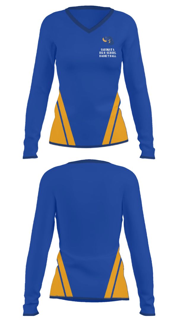Women's Long Sleeve Vneck Shirt, Sahuarita High School Basketball, Men's Basketball, Teamtime, Team time, sublimation, custom sports apparel, team uniforms, spirit wear, spiritwear, sports uniforms, custom shirts, team store, custom team store, fundraiser sports, apparel fundraiser