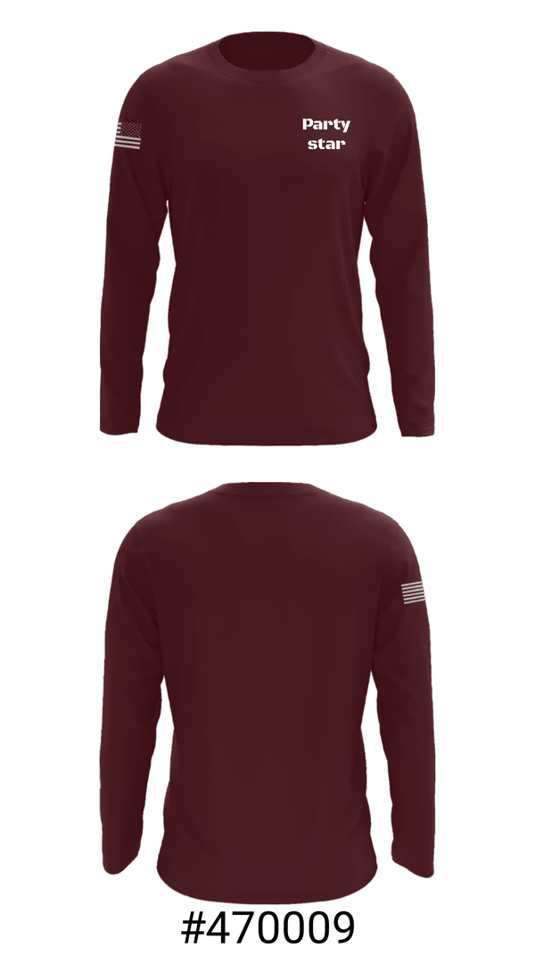 Long Sleeve Performance Shirt, Party star, , Teamtime, Team time, sublimation, custom sports apparel, team uniforms, spirit wear, spiritwear, sports uniforms, custom shirts, team store, custom team store, fundraiser sports, apparel fundraiser