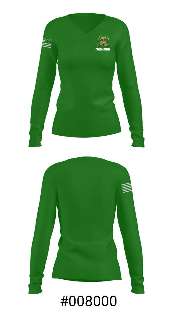 Women's Long Sleeve Vneck Shirt, Audubon Senior High School Swimming, Swimming, Teamtime, Team time, sublimation, custom sports apparel, team uniforms, spirit wear, spiritwear, sports uniforms, custom shirts, team store, custom team store, fundraiser sports, apparel fundraiser