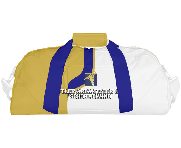 Duffle Bag, Butler Area Senior High School Diving, Spirit Store, Teamtime, Team time, sublimation, custom sports apparel, team uniforms, spirit wear, spiritwear, sports uniforms, custom shirts, team store, custom team store, fundraiser sports, apparel fundraiser