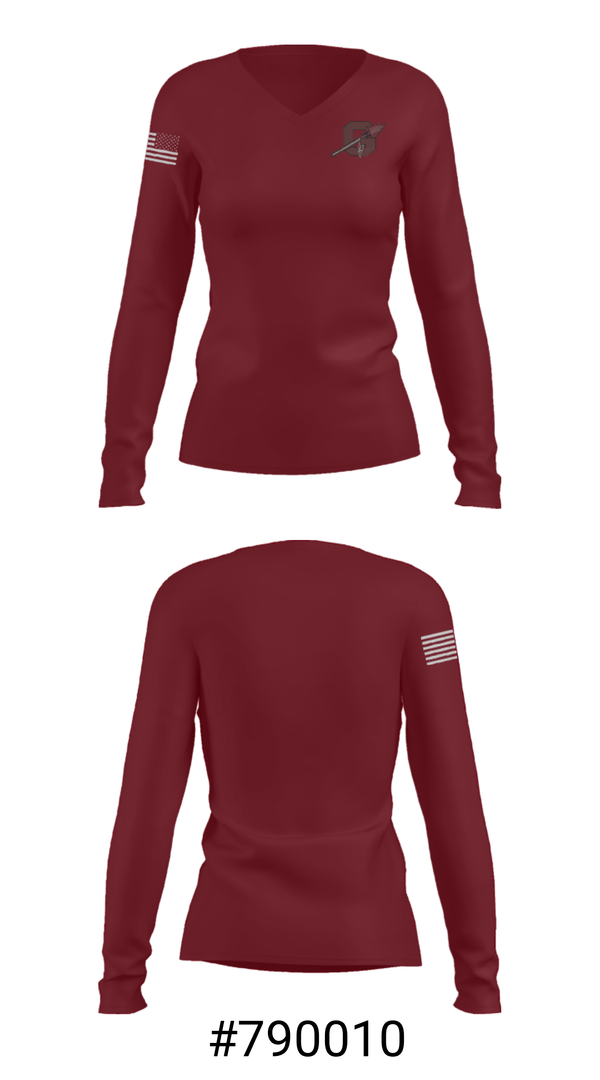 Women's Long Sleeve Vneck Shirt, Ganado High School, Spirit Store, Teamtime, Team time, sublimation, custom sports apparel, team uniforms, spirit wear, spiritwear, sports uniforms, custom shirts, team store, custom team store, fundraiser sports, apparel fundraiser