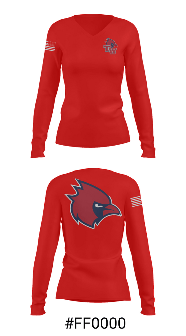 Women's Long Sleeve Vneck Shirt, Thomas Worthington High School Basketball, Women's Basketball, Teamtime, Team time, sublimation, custom sports apparel, team uniforms, spirit wear, spiritwear, sports uniforms, custom shirts, team store, custom team store, fundraiser sports, apparel fundraiser