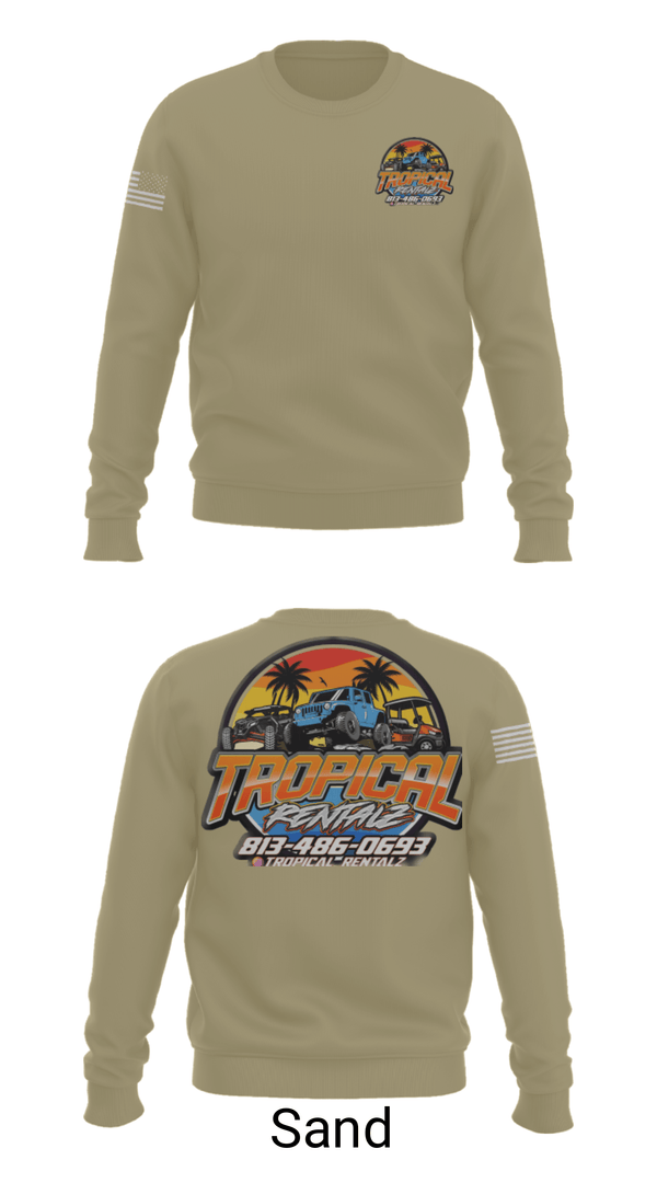 Crew Neck Sweatshirt, Tropical Rentalz, , Teamtime, Team time, sublimation, custom sports apparel, team uniforms, spirit wear, spiritwear, sports uniforms, custom shirts, team store, custom team store, fundraiser sports, apparel fundraiser