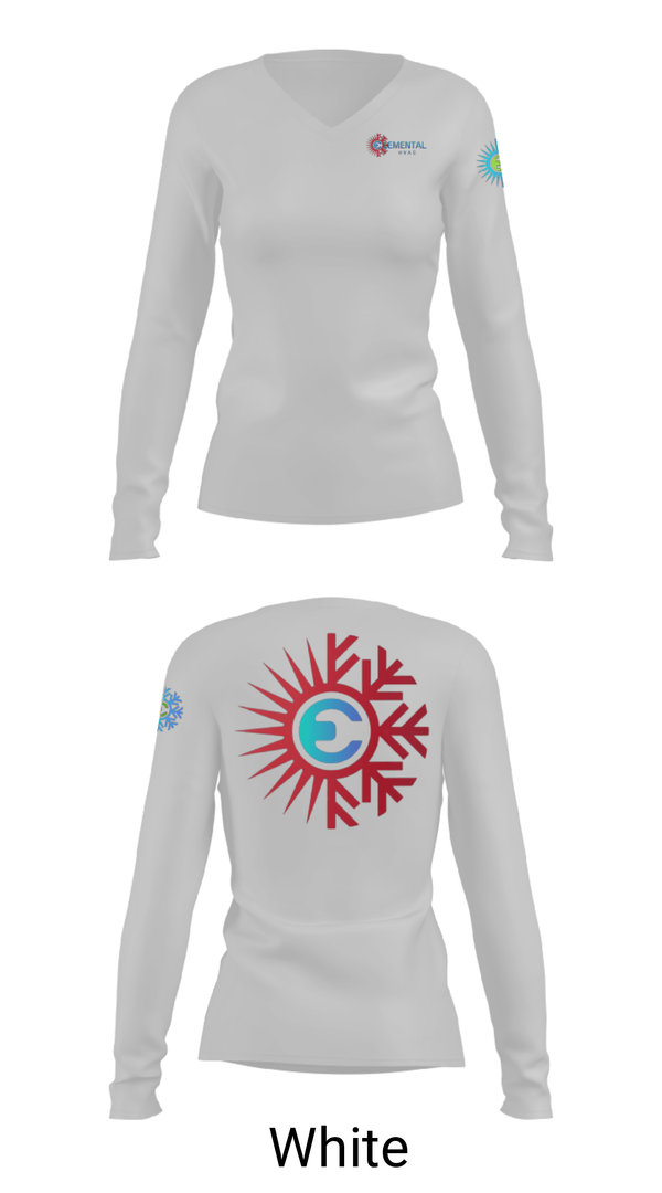 Women's Long Sleeve Vneck Shirt, Elemental HVAC, , Teamtime, Team time, sublimation, custom sports apparel, team uniforms, spirit wear, spiritwear, sports uniforms, custom shirts, team store, custom team store, fundraiser sports, apparel fundraiser