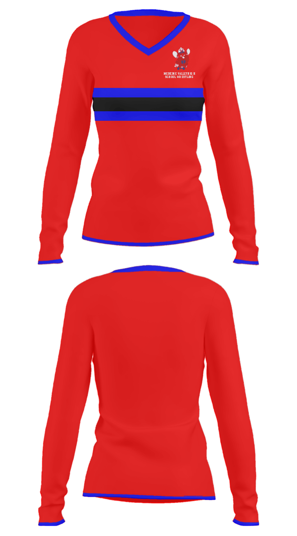 Women's Long Sleeve Vneck Shirt, Medicine Valley High School Wrestling, Wrestling, Teamtime, Team time, sublimation, custom sports apparel, team uniforms, spirit wear, spiritwear, sports uniforms, custom shirts, team store, custom team store, fundraiser sports, apparel fundraiser