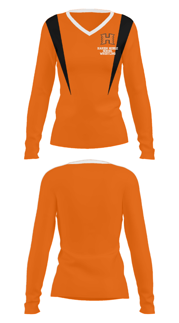 Women's Long Sleeve Vneck Shirt, Hardin Middle School Wrestling, Wrestling, Teamtime, Team time, sublimation, custom sports apparel, team uniforms, spirit wear, spiritwear, sports uniforms, custom shirts, team store, custom team store, fundraiser sports, apparel fundraiser
