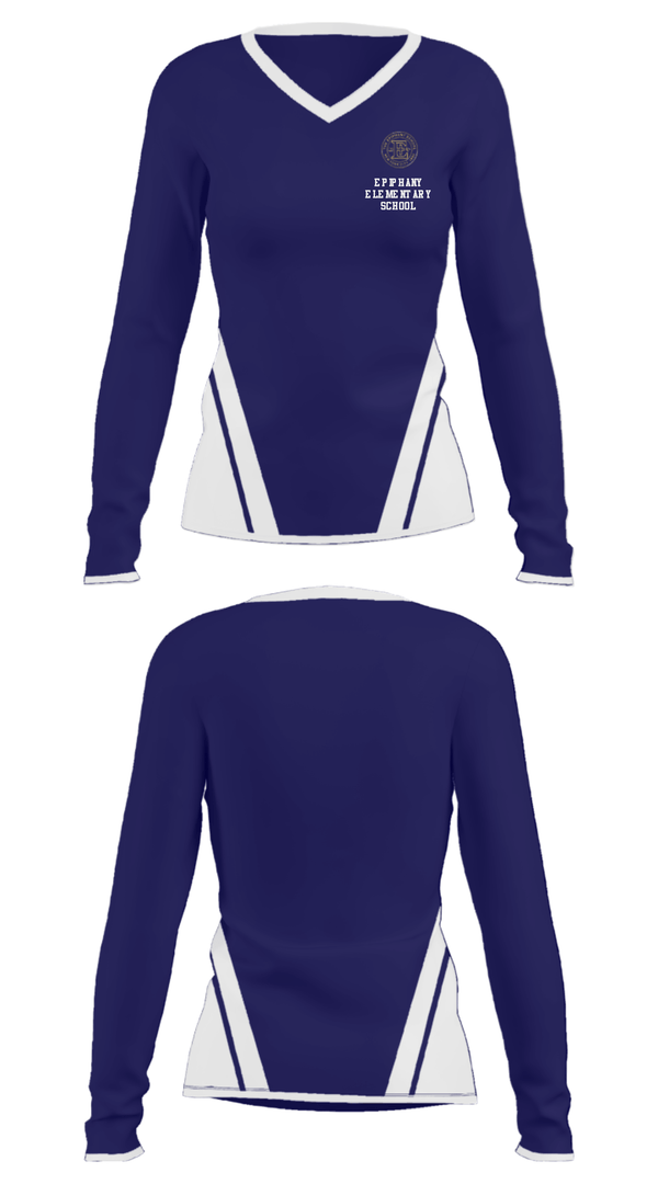 Women's Long Sleeve Vneck Shirt, Epiphany Elementary School, Spirit Store, Teamtime, Team time, sublimation, custom sports apparel, team uniforms, spirit wear, spiritwear, sports uniforms, custom shirts, team store, custom team store, fundraiser sports, apparel fundraiser