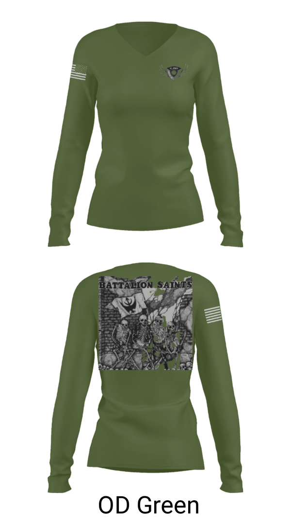 Women's Long Sleeve Vneck Shirt, , Army, Teamtime, Team time, sublimation, custom sports apparel, team uniforms, spirit wear, spiritwear, sports uniforms, custom shirts, team store, custom team store, fundraiser sports, apparel fundraiser