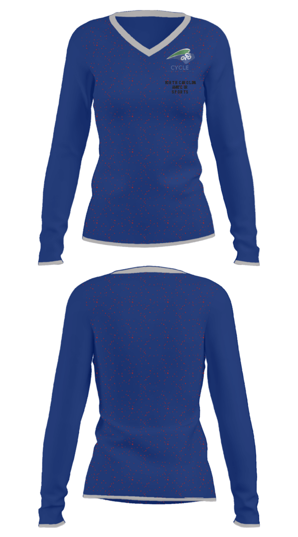 Women's Long Sleeve Vneck Shirt, North Carolina Amateur Sports, Spirit Store, Teamtime, Team time, sublimation, custom sports apparel, team uniforms, spirit wear, spiritwear, sports uniforms, custom shirts, team store, custom team store, fundraiser sports, apparel fundraiser