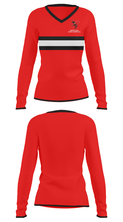 Women's Long Sleeve Vneck Shirt, Macomb High School Basketball, Men's Basketball, Teamtime, Team time, sublimation, custom sports apparel, team uniforms, spirit wear, spiritwear, sports uniforms, custom shirts, team store, custom team store, fundraiser sports, apparel fundraiser