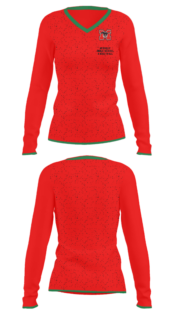 Women's Long Sleeve Vneck Shirt, Mcdougle Middle School Basketball, Women's Basketball, Teamtime, Team time, sublimation, custom sports apparel, team uniforms, spirit wear, spiritwear, sports uniforms, custom shirts, team store, custom team store, fundraiser sports, apparel fundraiser