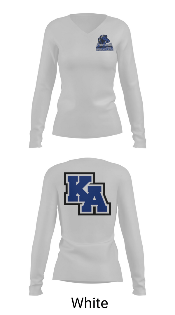 Women's Long Sleeve Vneck Shirt, Kingman Academy Of Learning - Intermediate School, Spirit Store, Teamtime, Team time, sublimation, custom sports apparel, team uniforms, spirit wear, spiritwear, sports uniforms, custom shirts, team store, custom team store, fundraiser sports, apparel fundraiser