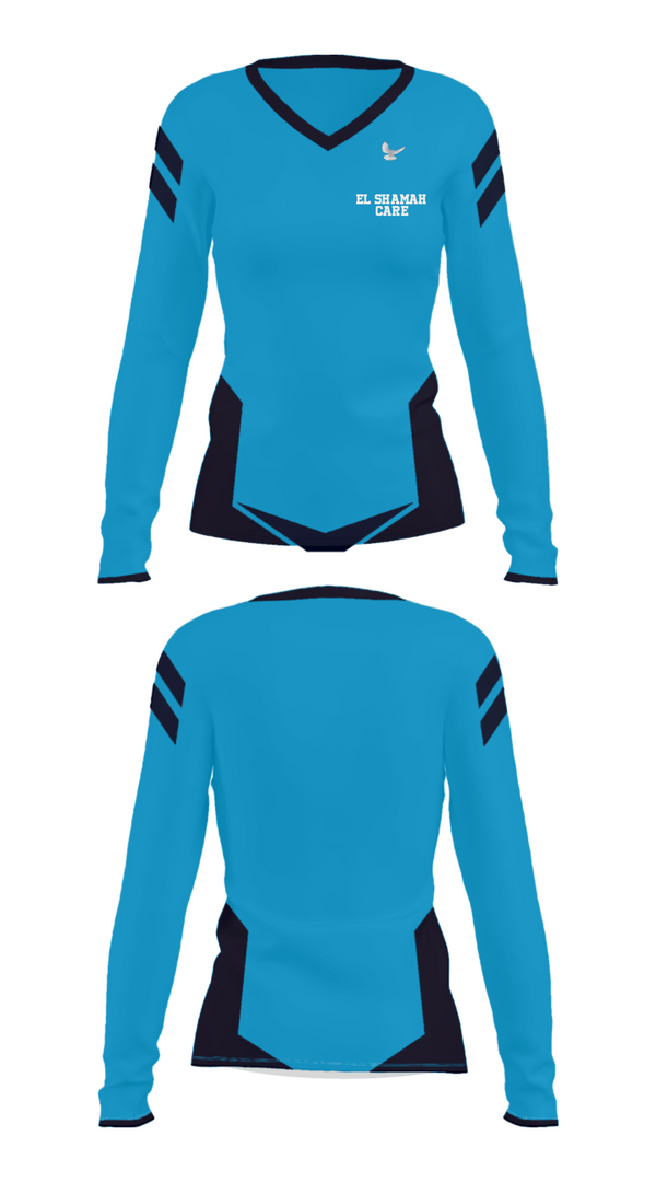 Women's Long Sleeve Vneck Shirt, EL SHAMAH CAREEL SHAMAH CARE, , Teamtime, Team time, sublimation, custom sports apparel, team uniforms, spirit wear, spiritwear, sports uniforms, custom shirts, team store, custom team store, fundraiser sports, apparel fundraiser