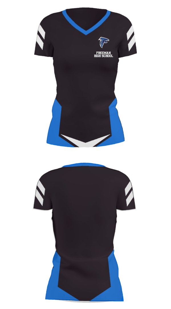 Women's Short Sleeve Vneck Shirt, Freeman High School, Spirit Store, Teamtime, Team time, sublimation, custom sports apparel, team uniforms, spirit wear, spiritwear, sports uniforms, custom shirts, team store, custom team store, fundraiser sports, apparel fundraiser