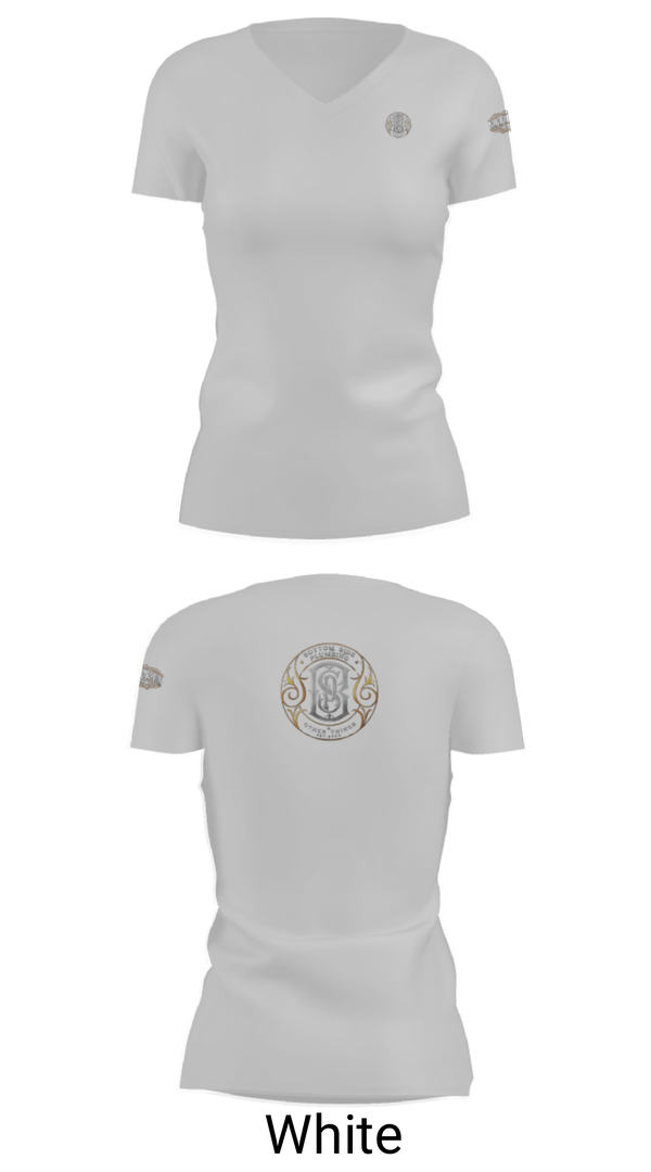 Women's Short Sleeve Vneck Shirt, Bottom Side Plumbing and other things, , Teamtime, Team time, sublimation, custom sports apparel, team uniforms, spirit wear, spiritwear, sports uniforms, custom shirts, team store, custom team store, fundraiser sports, apparel fundraiser