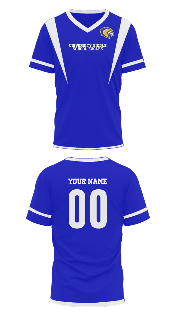 Mens Soccer Jersey, University Middle School Eagles, Spirit Store, Teamtime, Team time, sublimation, custom sports apparel, team uniforms, spirit wear, spiritwear, sports uniforms, custom shirts, team store, custom team store, fundraiser sports, apparel fundraiser