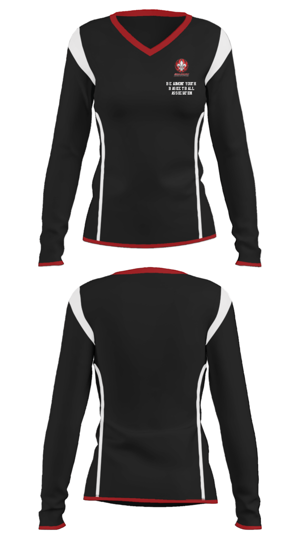 Women's Long Sleeve Vneck Shirt, Beaumont Youth Basketball Association, Men's Basketball, Teamtime, Team time, sublimation, custom sports apparel, team uniforms, spirit wear, spiritwear, sports uniforms, custom shirts, team store, custom team store, fundraiser sports, apparel fundraiser