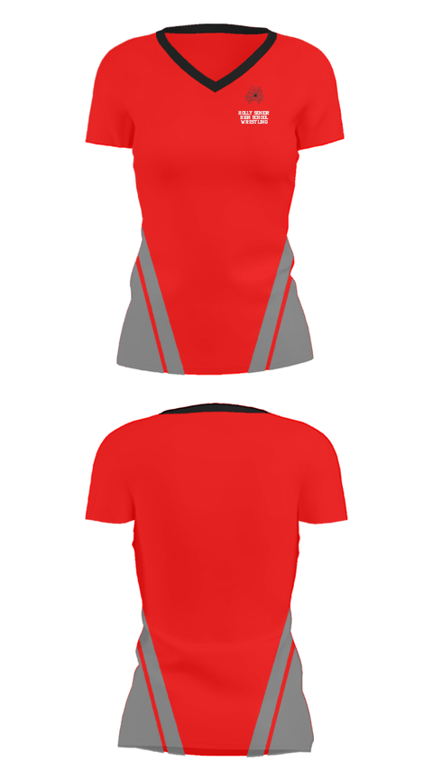 Women's Short Sleeve Vneck Shirt, Holly Senior High School Wrestling, Wrestling, Teamtime, Team time, sublimation, custom sports apparel, team uniforms, spirit wear, spiritwear, sports uniforms, custom shirts, team store, custom team store, fundraiser sports, apparel fundraiser