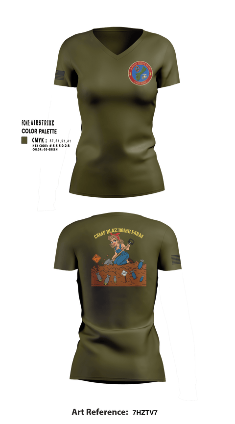 Women's Short Sleeve Vneck Shirt, MCB Camp Blaz Ordnance, Marines, Teamtime, Team time, sublimation, custom sports apparel, team uniforms, spirit wear, spiritwear, sports uniforms, custom shirts, team store, custom team store, fundraiser sports, apparel fundraiser
