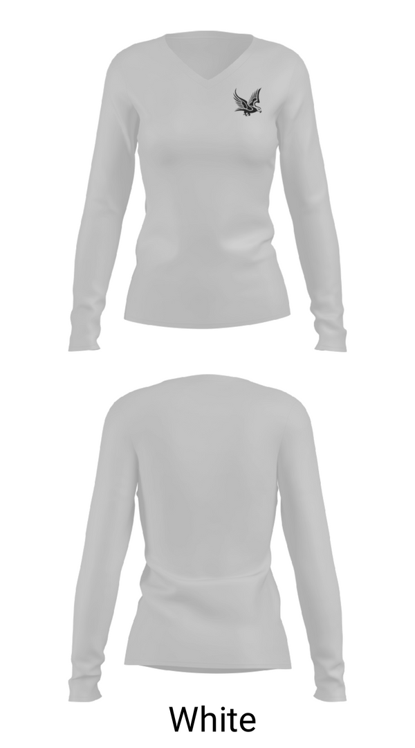 Women's Long Sleeve Vneck Shirt, Frost Middle School, Spirit Store, Teamtime, Team time, sublimation, custom sports apparel, team uniforms, spirit wear, spiritwear, sports uniforms, custom shirts, team store, custom team store, fundraiser sports, apparel fundraiser