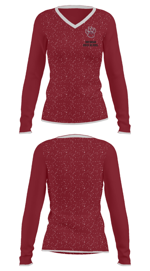 Women's Long Sleeve Vneck Shirt, Sherman High School, Spirit Store, Teamtime, Team time, sublimation, custom sports apparel, team uniforms, spirit wear, spiritwear, sports uniforms, custom shirts, team store, custom team store, fundraiser sports, apparel fundraiser