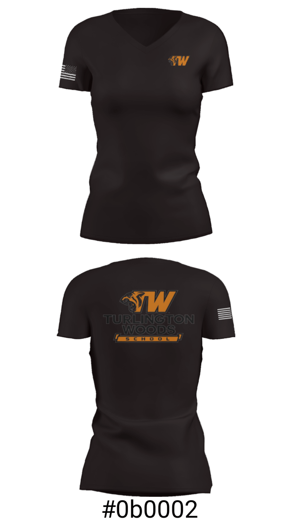 Women's Short Sleeve Vneck Shirt, Turlington Woods Alternative School, Spirit Store, Teamtime, Team time, sublimation, custom sports apparel, team uniforms, spirit wear, spiritwear, sports uniforms, custom shirts, team store, custom team store, fundraiser sports, apparel fundraiser