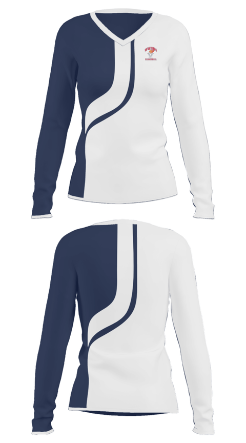 Women's Long Sleeve Vneck Shirt, Warrington Warwick Boys Basketball Association, Men's Basketball, Teamtime, Team time, sublimation, custom sports apparel, team uniforms, spirit wear, spiritwear, sports uniforms, custom shirts, team store, custom team store, fundraiser sports, apparel fundraiser
