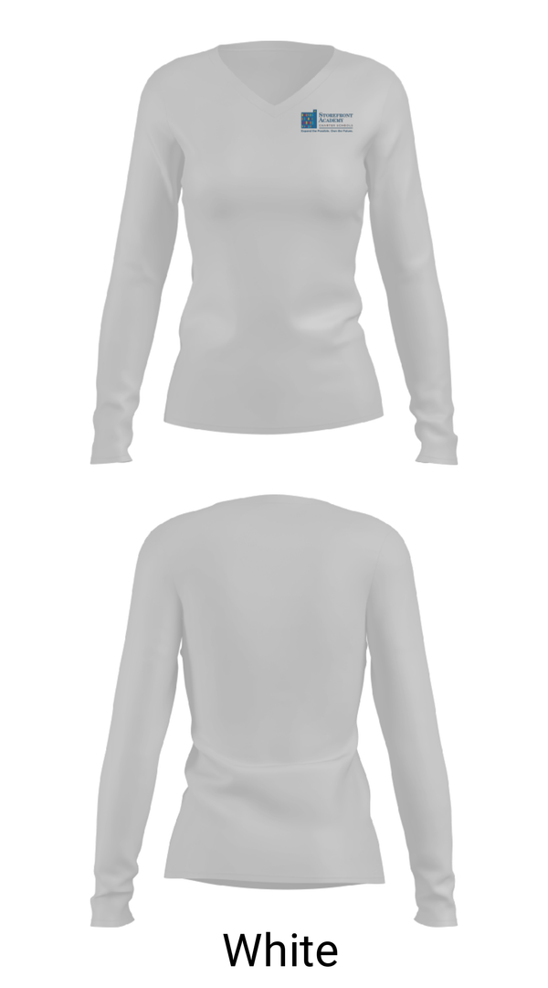 Women's Long Sleeve Vneck Shirt, Storefront Academy Harlem Charter School, Spirit Store, Teamtime, Team time, sublimation, custom sports apparel, team uniforms, spirit wear, spiritwear, sports uniforms, custom shirts, team store, custom team store, fundraiser sports, apparel fundraiser