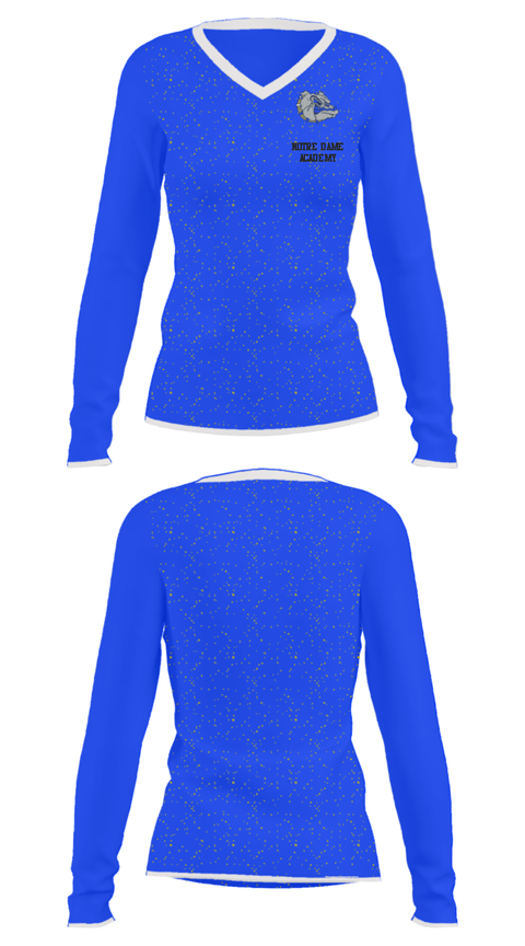 Women's Long Sleeve Vneck Shirt, Notre Dame Academy, , Teamtime, Team time, sublimation, custom sports apparel, team uniforms, spirit wear, spiritwear, sports uniforms, custom shirts, team store, custom team store, fundraiser sports, apparel fundraiser