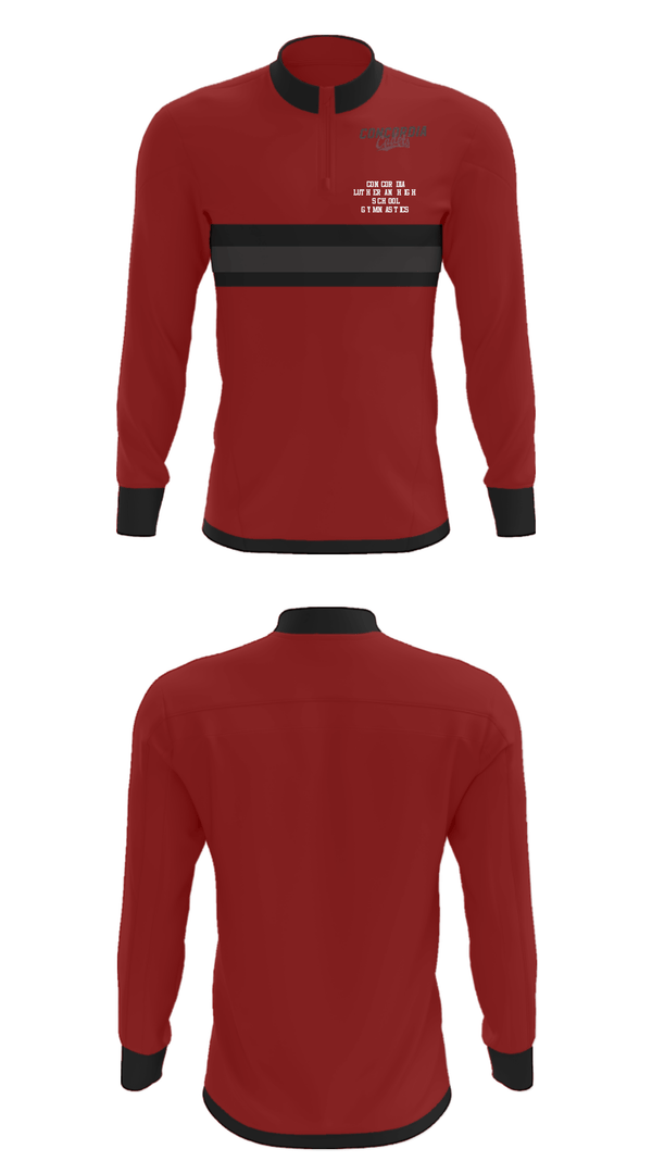 Quarter Zip Jacket, Concordia Lutheran High School Gymnastics, Spirit Store, Teamtime, Team time, sublimation, custom sports apparel, team uniforms, spirit wear, spiritwear, sports uniforms, custom shirts, team store, custom team store, fundraiser sports, apparel fundraiser