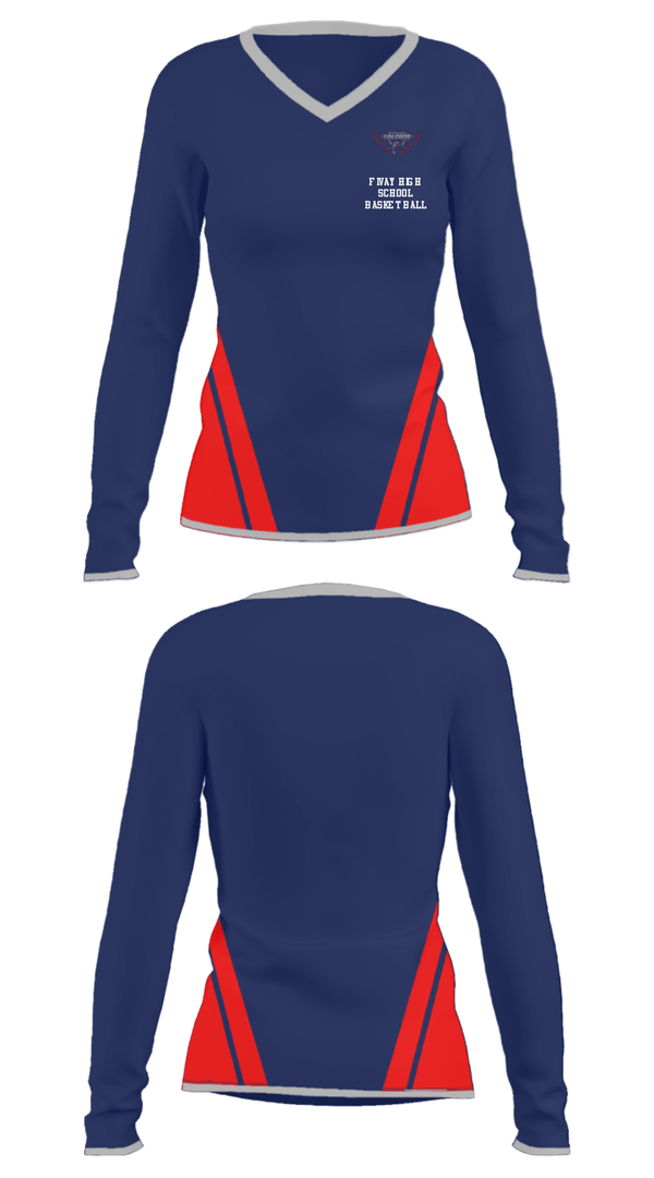 Women's Long Sleeve Vneck Shirt, Fivay High School Basketball, Men's Basketball, Teamtime, Team time, sublimation, custom sports apparel, team uniforms, spirit wear, spiritwear, sports uniforms, custom shirts, team store, custom team store, fundraiser sports, apparel fundraiser