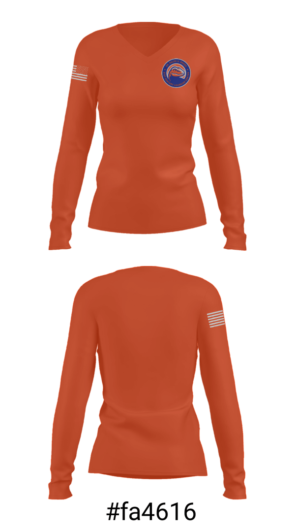 Women's Long Sleeve Vneck Shirt, Dr. Ralph H. Baker 21St Century Learning Center, Spirit Store, Teamtime, Team time, sublimation, custom sports apparel, team uniforms, spirit wear, spiritwear, sports uniforms, custom shirts, team store, custom team store, fundraiser sports, apparel fundraiser