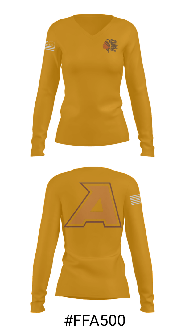 Women's Long Sleeve Vneck Shirt, Agawam Junior High School, Spirit Store, Teamtime, Team time, sublimation, custom sports apparel, team uniforms, spirit wear, spiritwear, sports uniforms, custom shirts, team store, custom team store, fundraiser sports, apparel fundraiser