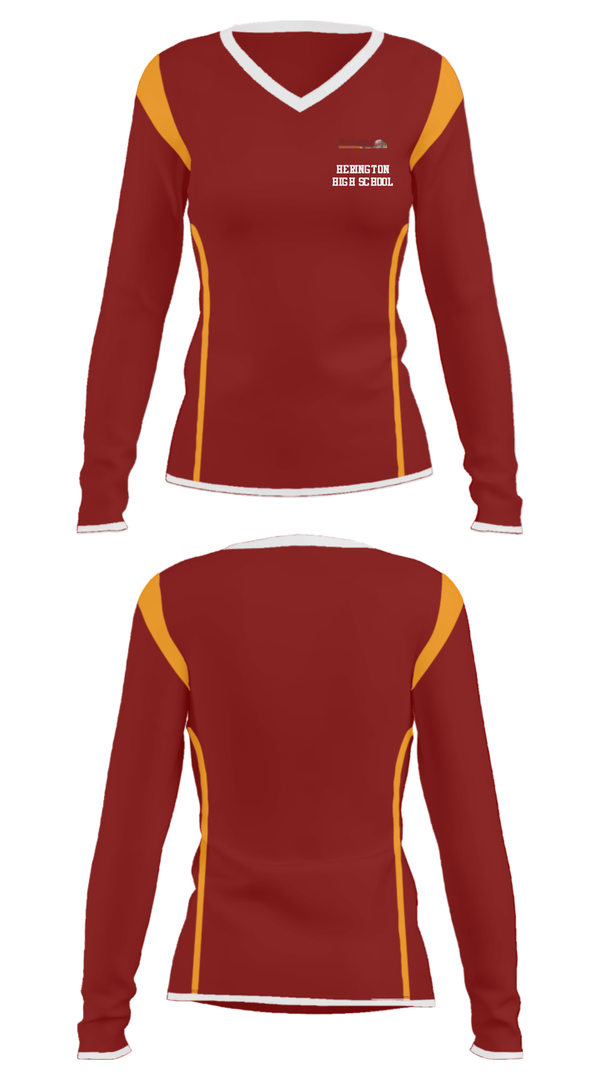 Women's Long Sleeve Vneck Shirt, Herington High School, Spirit Store, Teamtime, Team time, sublimation, custom sports apparel, team uniforms, spirit wear, spiritwear, sports uniforms, custom shirts, team store, custom team store, fundraiser sports, apparel fundraiser