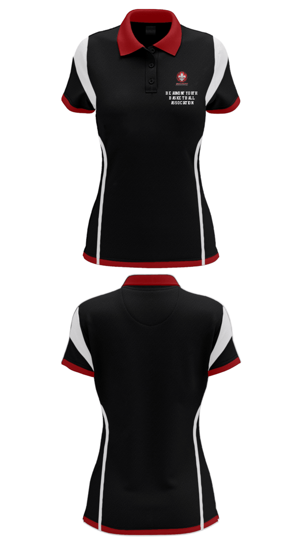 Women's Short Sleeve Performance Polo, Beaumont Youth Basketball Association, Men's Basketball, Teamtime, Team time, sublimation, custom sports apparel, team uniforms, spirit wear, spiritwear, sports uniforms, custom shirts, team store, custom team store, fundraiser sports, apparel fundraiser