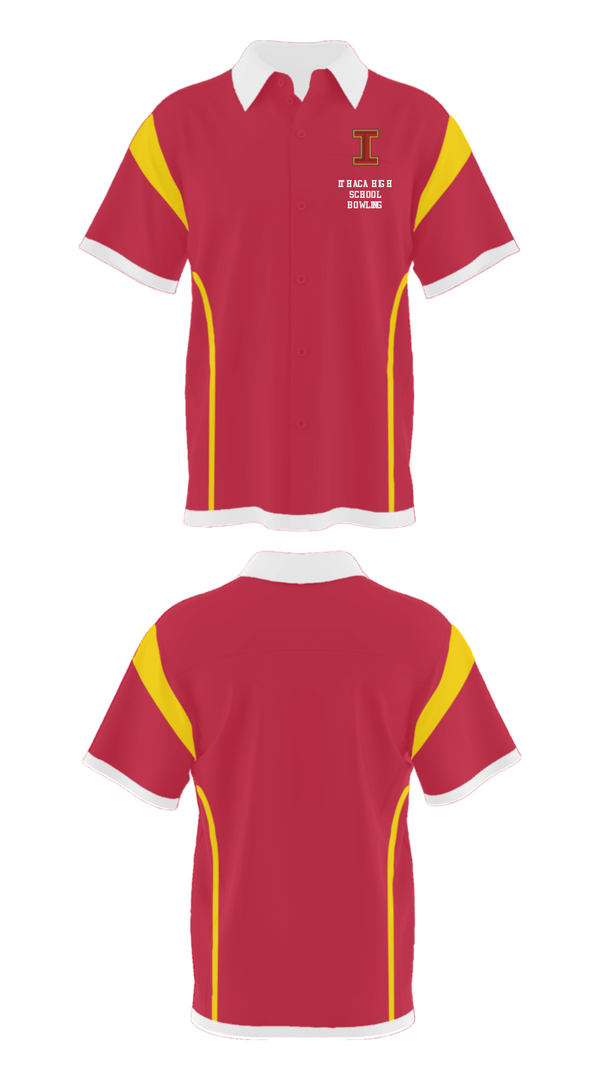 Short Sleeve Bowling Jersey, Ithaca High School Bowling, Bowling, Teamtime, Team time, sublimation, custom sports apparel, team uniforms, spirit wear, spiritwear, sports uniforms, custom shirts, team store, custom team store, fundraiser sports, apparel fundraiser