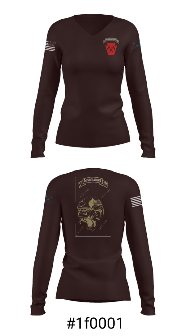 Women's Long Sleeve Vneck Shirt, 1-111th IN BN 38506759, Army, Teamtime, Team time, sublimation, custom sports apparel, team uniforms, spirit wear, spiritwear, sports uniforms, custom shirts, team store, custom team store, fundraiser sports, apparel fundraiser