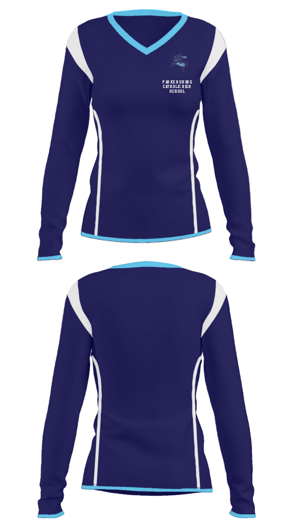 Women's Long Sleeve Vneck Shirt, Parkersburg Catholic High School, Spirit Store, Teamtime, Team time, sublimation, custom sports apparel, team uniforms, spirit wear, spiritwear, sports uniforms, custom shirts, team store, custom team store, fundraiser sports, apparel fundraiser