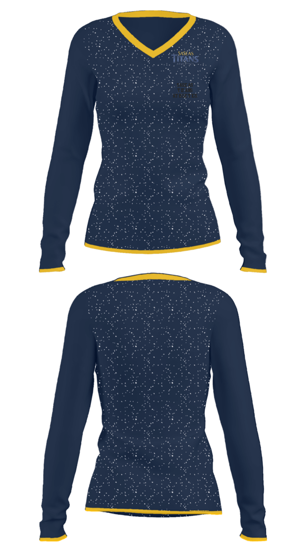 Women's Long Sleeve Vneck Shirt, Saseas Titans Athletics, Spirit Store, Teamtime, Team time, sublimation, custom sports apparel, team uniforms, spirit wear, spiritwear, sports uniforms, custom shirts, team store, custom team store, fundraiser sports, apparel fundraiser