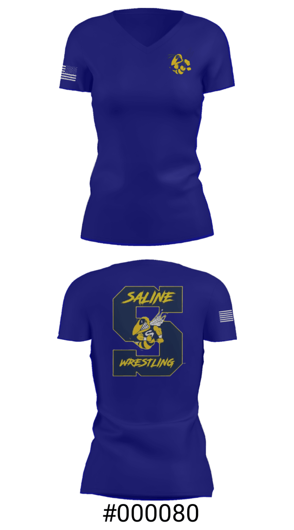 Women's Short Sleeve Vneck Shirt, Saline Middle School Wrestling, Wrestling, Teamtime, Team time, sublimation, custom sports apparel, team uniforms, spirit wear, spiritwear, sports uniforms, custom shirts, team store, custom team store, fundraiser sports, apparel fundraiser