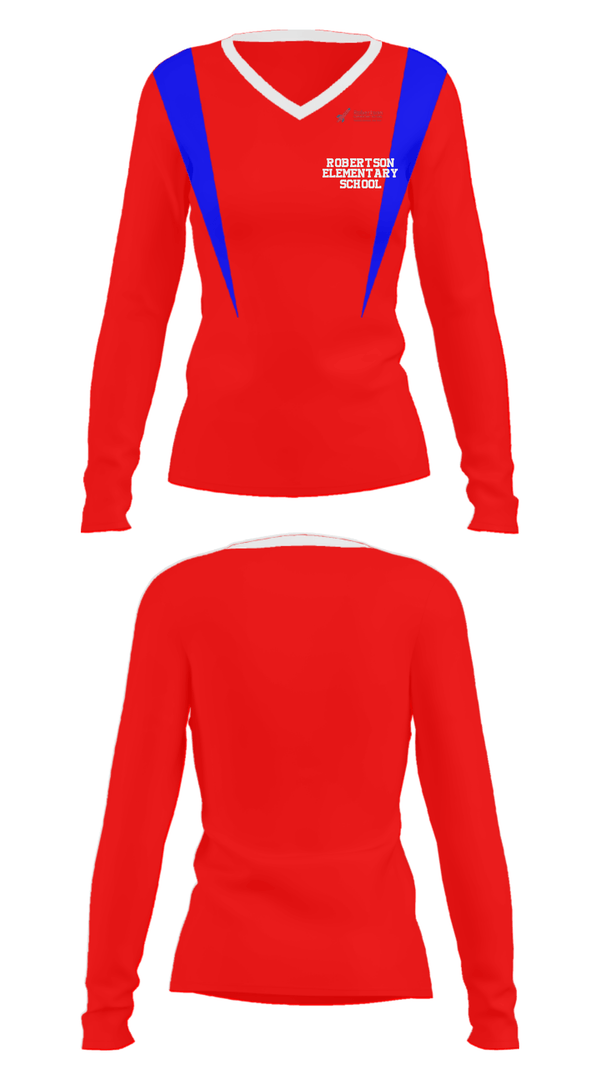 Women's Long Sleeve Vneck Shirt, Robertson Elementary School, Spirit Store, Teamtime, Team time, sublimation, custom sports apparel, team uniforms, spirit wear, spiritwear, sports uniforms, custom shirts, team store, custom team store, fundraiser sports, apparel fundraiser