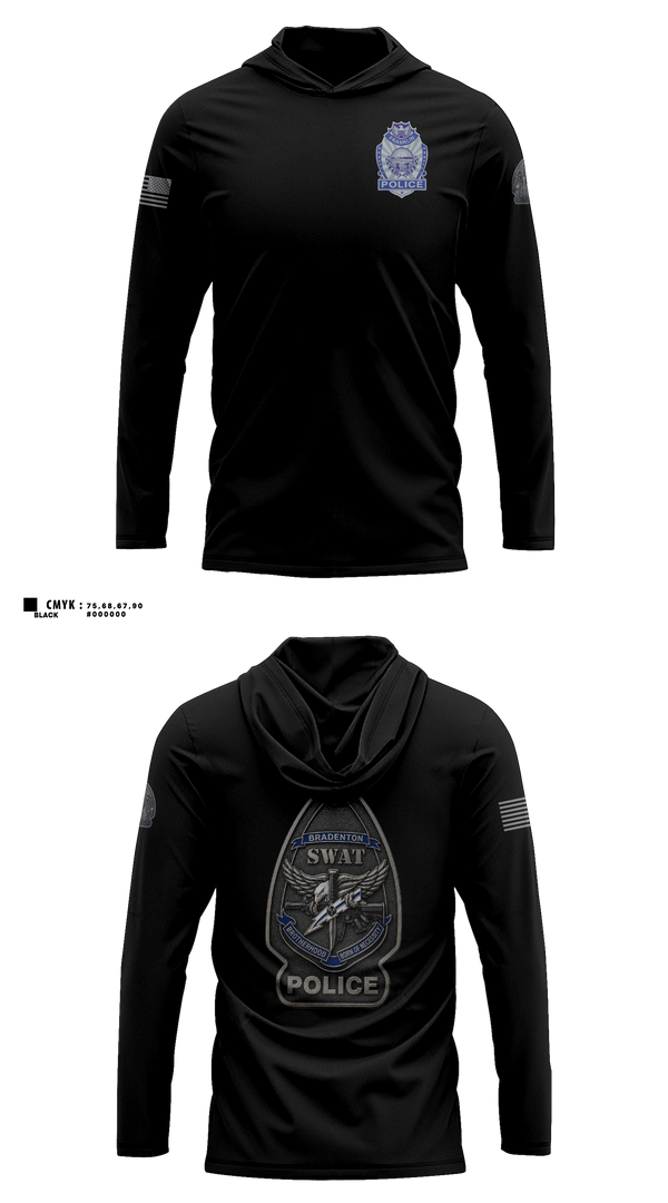Long Sleeve hooded sunshirt, Franklin Police K9, Police, Teamtime, Team time, sublimation, custom sports apparel, team uniforms, spirit wear, spiritwear, sports uniforms, custom shirts, team store, custom team store, fundraiser sports, apparel fundraiser