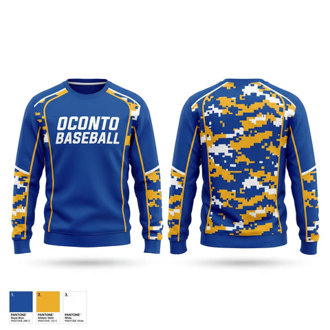 Crew Neck Sweatshirt, Oconto Baseball, Baseball, Teamtime, Team time, sublimation, custom sports apparel, team uniforms, spirit wear, spiritwear, sports uniforms, custom shirts, team store, custom team store, fundraiser sports, apparel fundraiser
