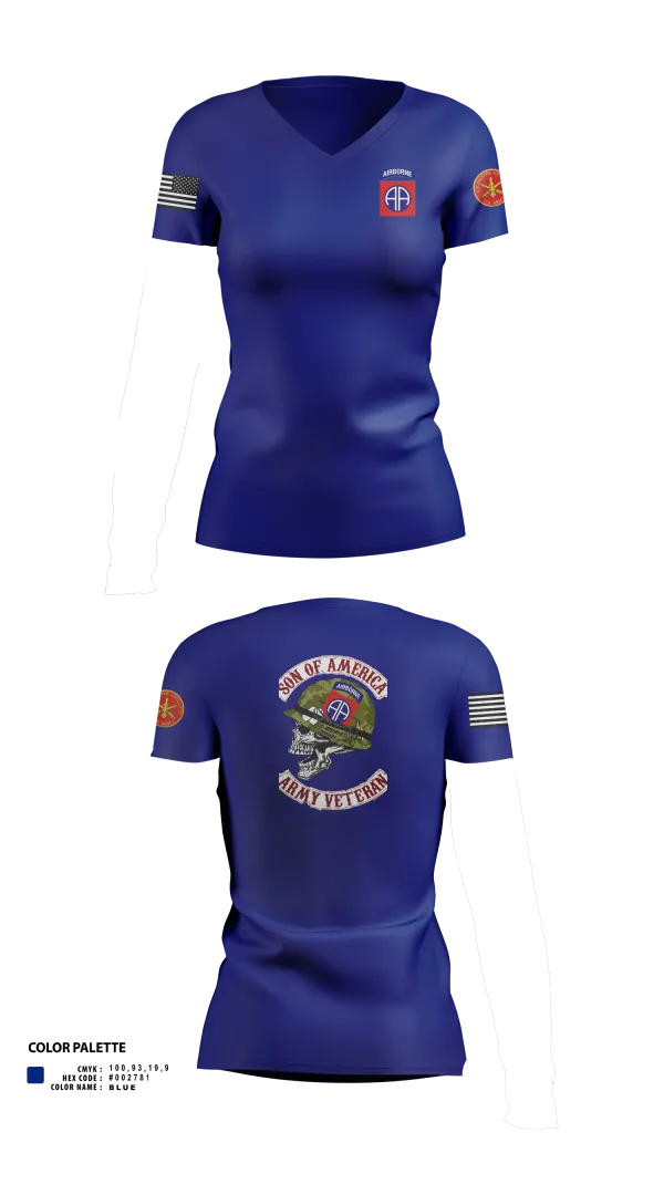 Womens Short Sleeve Vneck Shirt, 82d ABN DIV, , Teamtime, Team time, sublimation, custom sports apparel, team uniforms, spirit wear, spiritwear, sports uniforms, custom shirts, team store, custom team store, fundraiser sports, apparel fundraiser