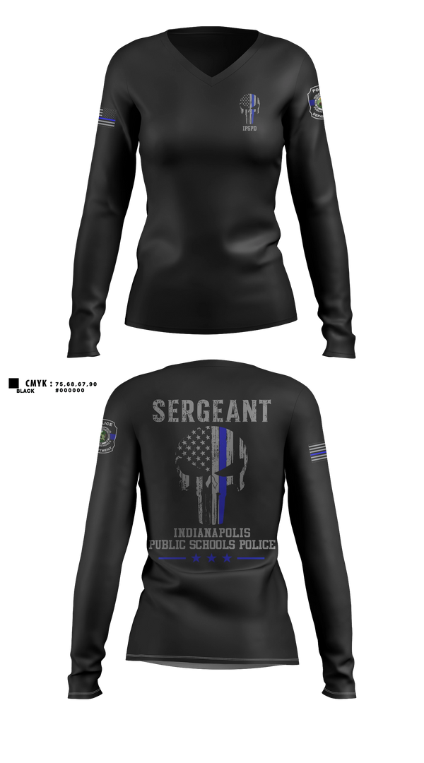 Womens Long Sleeve Vneck Shirt, IPSPD, Police, Teamtime, Team time, sublimation, custom sports apparel, team uniforms, spirit wear, spiritwear, sports uniforms, custom shirts, team store, custom team store, fundraiser sports, apparel fundraiser