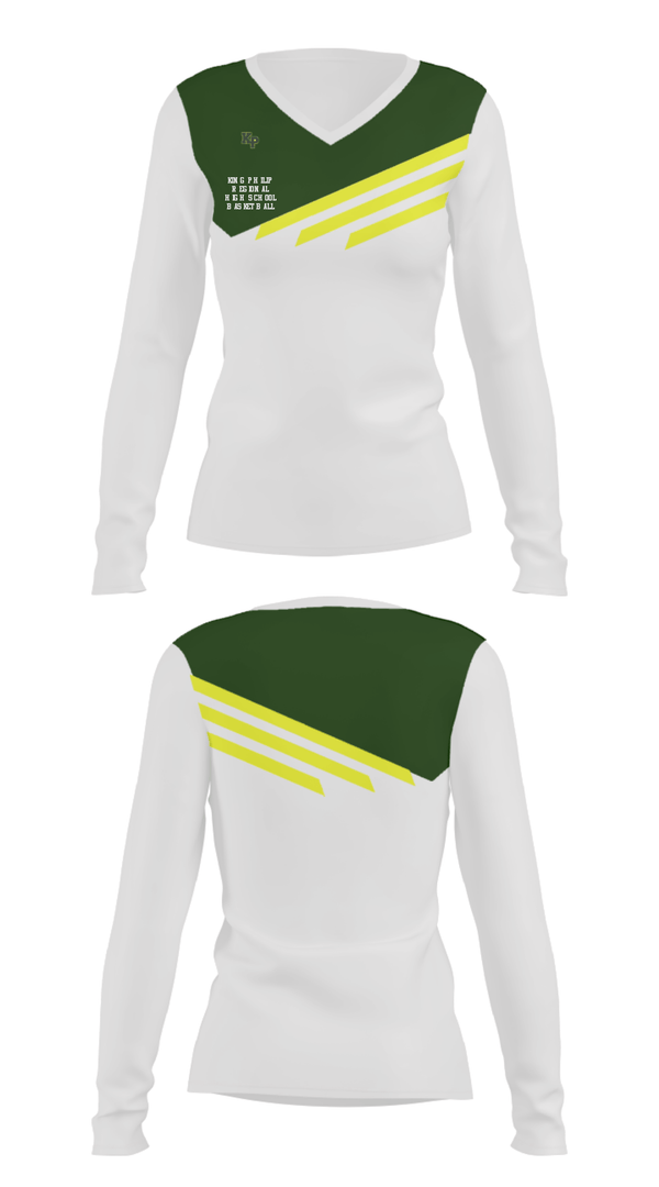 Women's Long Sleeve Vneck Shirt, King Philip Regional High School Basketball, Women's Basketball, Teamtime, Team time, sublimation, custom sports apparel, team uniforms, spirit wear, spiritwear, sports uniforms, custom shirts, team store, custom team store, fundraiser sports, apparel fundraiser