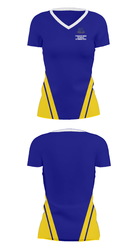 Women's Short Sleeve Vneck Shirt, Fraser High School Gymnastics, Spirit Store, Teamtime, Team time, sublimation, custom sports apparel, team uniforms, spirit wear, spiritwear, sports uniforms, custom shirts, team store, custom team store, fundraiser sports, apparel fundraiser