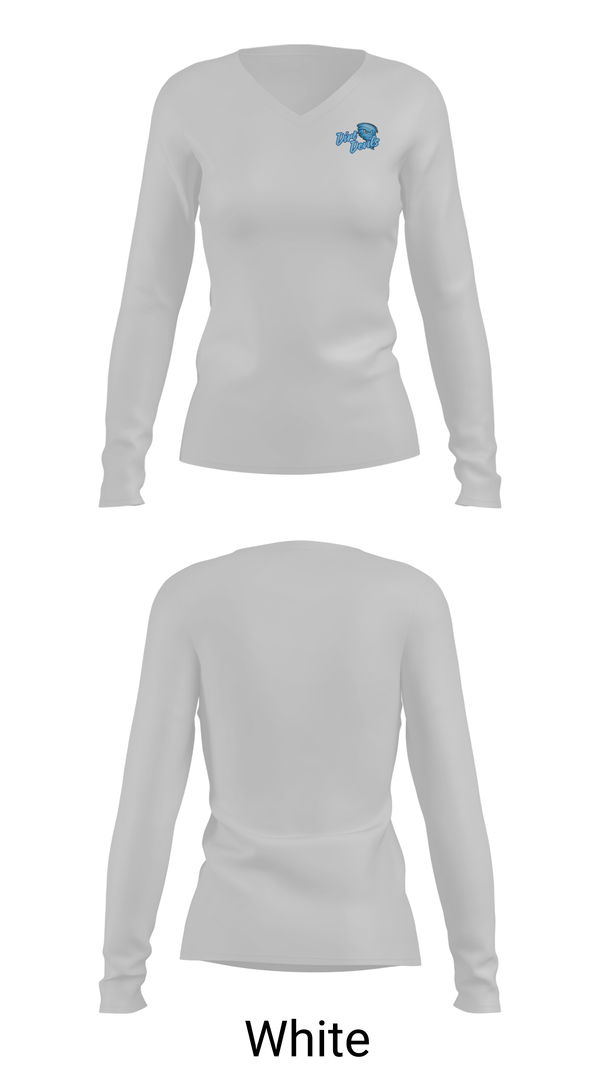 Womens Long Sleeve Vneck Shirt, Dirt Devils, Softball, Teamtime, Team time, sublimation, custom sports apparel, team uniforms, spirit wear, spiritwear, sports uniforms, custom shirts, team store, custom team store, fundraiser sports, apparel fundraiser